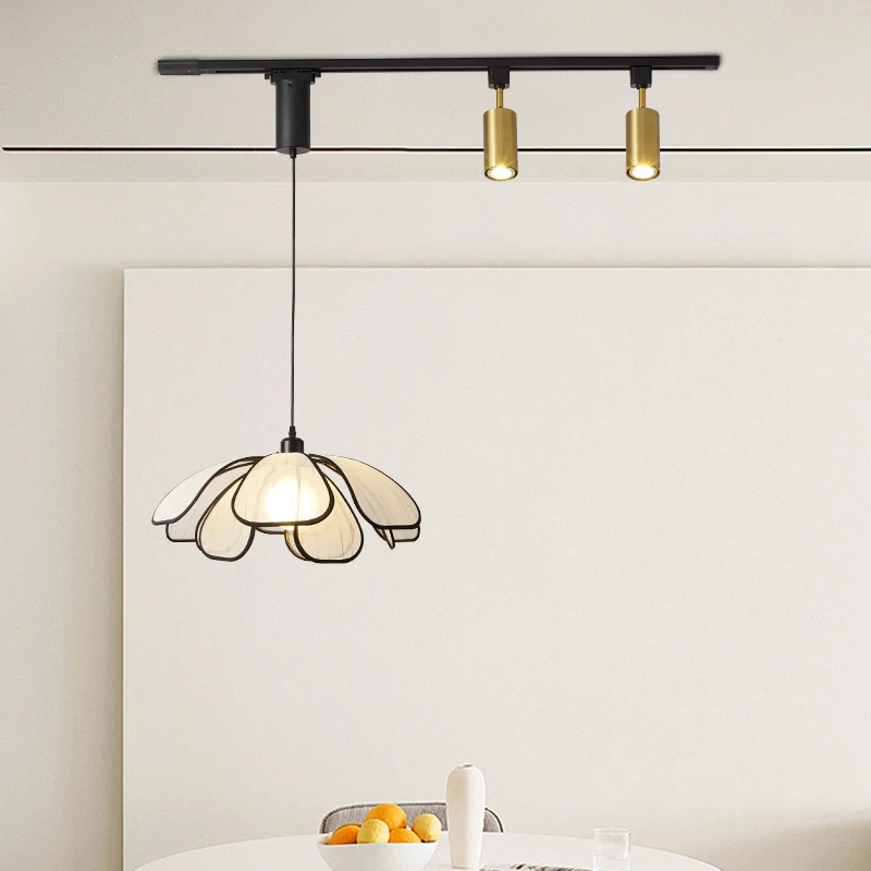 餐厅吊灯北欧侘寂风吧台灯创意个性轨道灯餐桌灯家用中古风书房灯