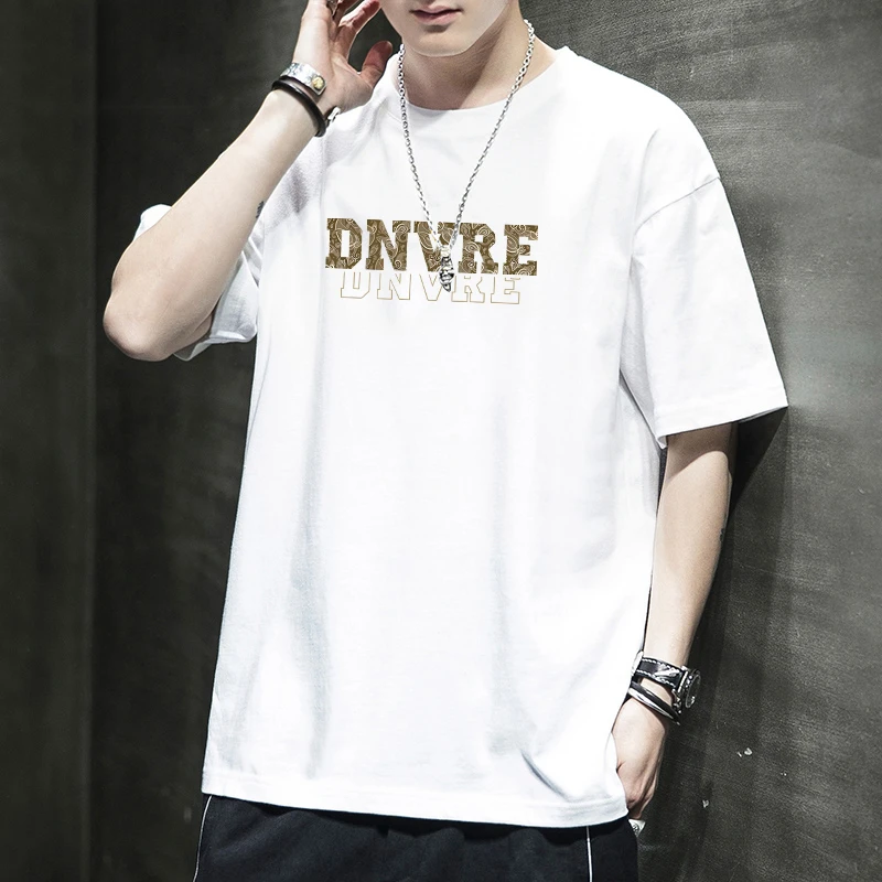 短袖t恤男款2025夏季新款潮流宽松潮牌重磅男生夏装纯棉男士E7