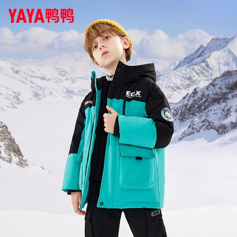 YAYA/鸭鸭男女童儿童羽绒服秋冬加厚中大童冬装防风外套连帽工装