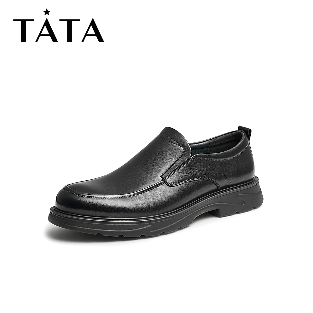Tata/他她新款冬高端轻奢简约舒适一脚蹬休闲皮鞋男高档TCH02DM2