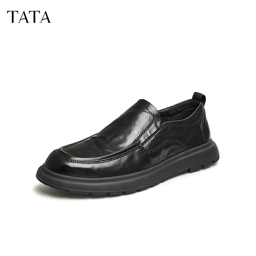 Tata他她商务休闲乐福鞋男一脚蹬真皮豆豆鞋单鞋秋新NET01AM4
