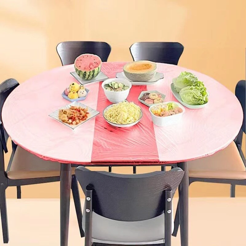 松紧口桌套一次性餐桌圆桌加厚透明桌布防水防油免洗餐桌束口罩