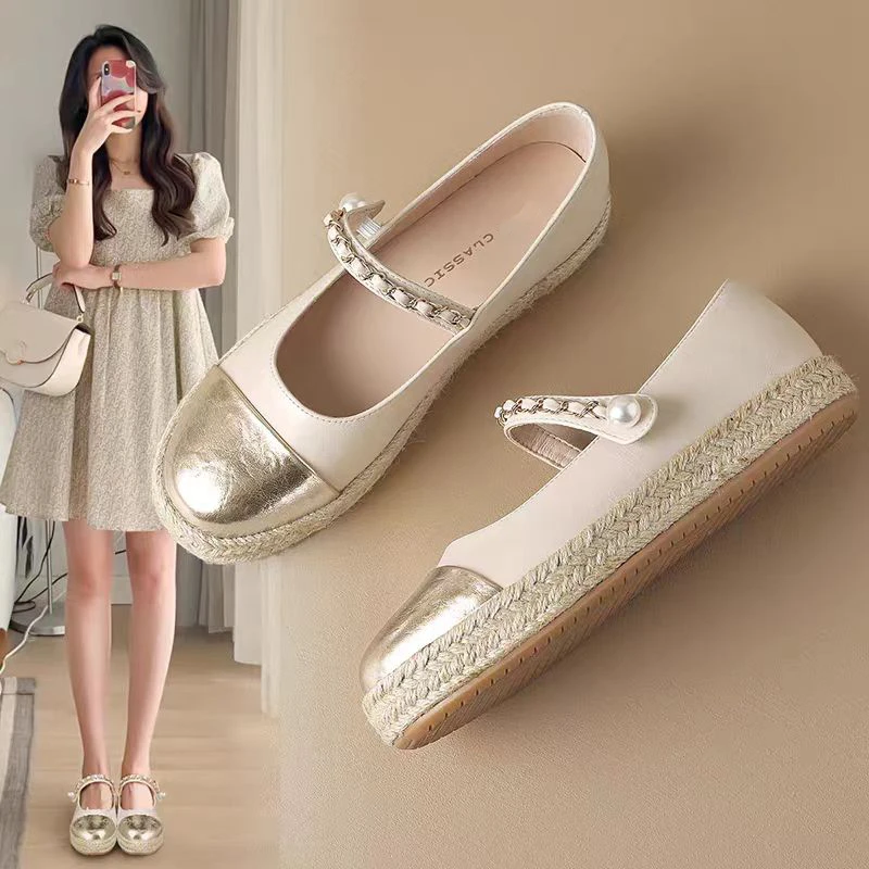 回力瑞玛丽珍女鞋2024新款春季小香风平底浅口单鞋复古仙女渔夫鞋