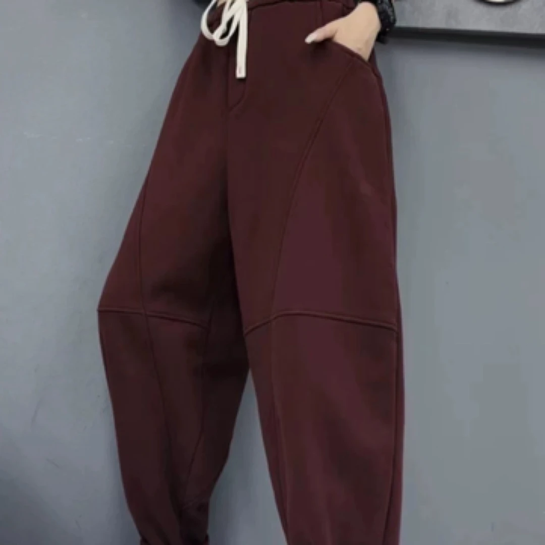 冬款加绒加厚个性工装老爹裤2386