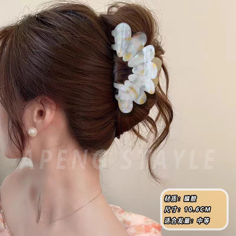 1852优雅气质花朵鲨鱼夹百搭DB1高端醋酸花瓣发夹
