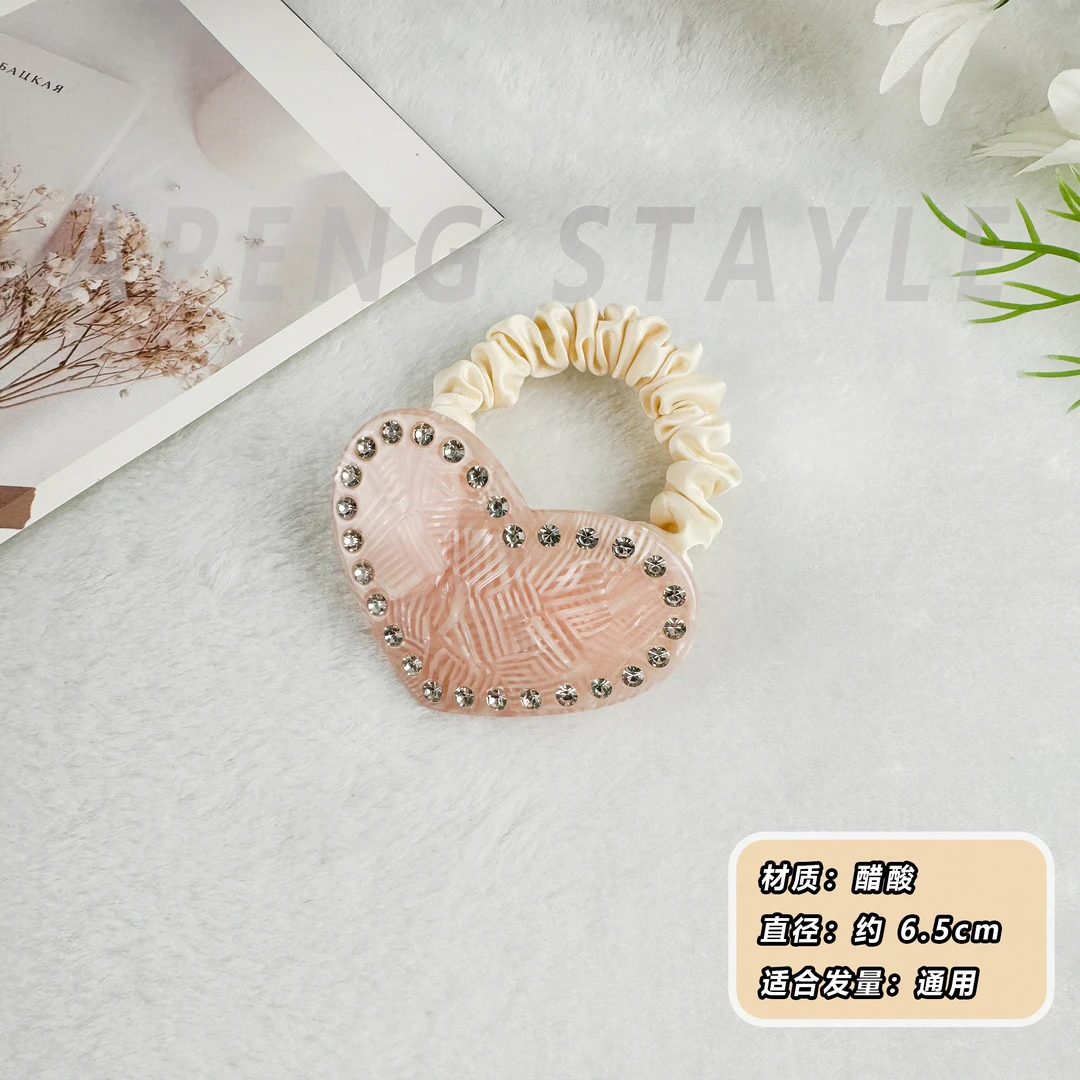 2198韩国高端醋酸少女粉点钻面膜发圈气质经典款法系高级感