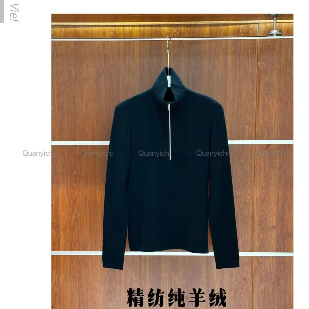 【封神系列—半拉链】80支精纺纯羊绒螺纹加厚拉链高领G