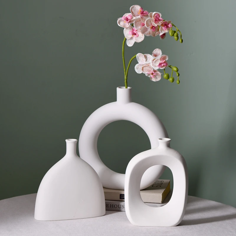白色ins陶瓷素胚花瓶客厅玄关民宿酒店摆件厂家直销不可装水