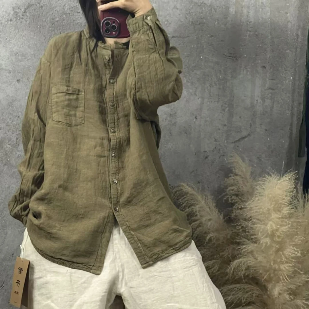 高品质雨露麻双层肌理感衬衫（衣长73胸围126）Kmi3510