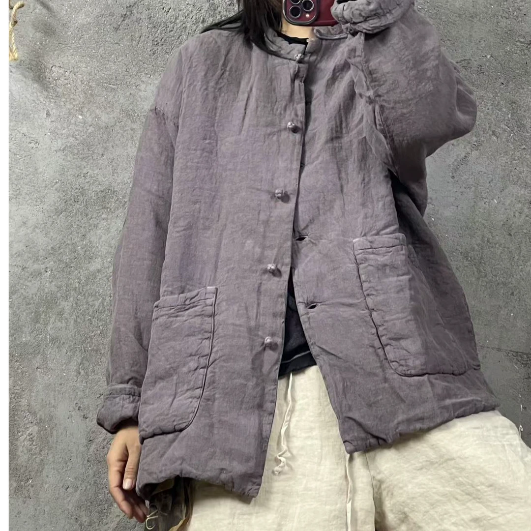 kmi 3569雨露麻禅意立领小棉服（衣长72胸围145）KMi3569