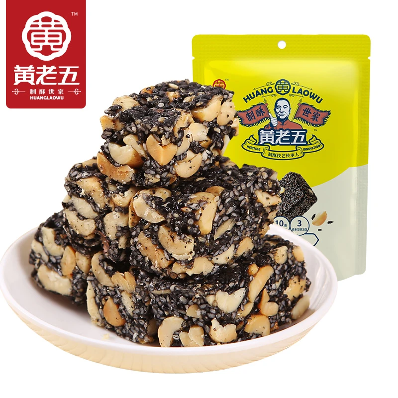 四川黄老五制作黑芝麻酥组合花生芝麻越嚼越香90g*5