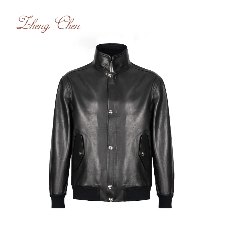 Zhengchen/正辰进口胎牛皮桑蚕丝内里Johnie飞行员夹克G-K95920