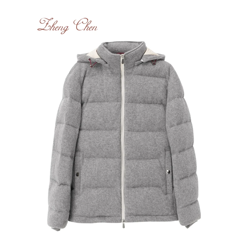 Zhengchen/正辰（高端黑标）100羊绒95鹅绒可脱卸帽羽绒服YD-K95663