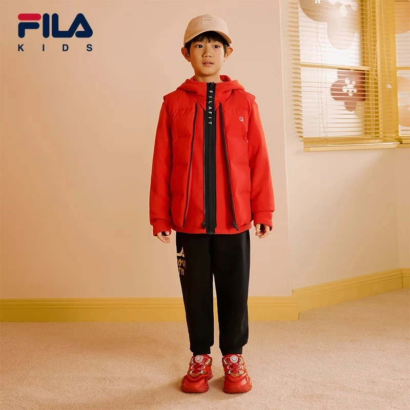 【花赞新年】斐乐儿童冬季中大童梭织羽绒马甲外套两件套K52B513702