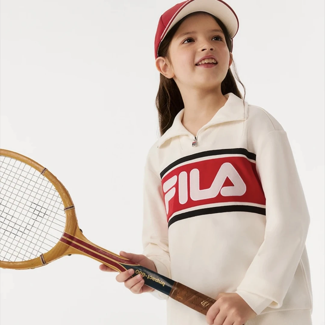 【斐乐儿童】2024冬季大小童美式卫衣大LOGO时尚套头卫衣K11B441220