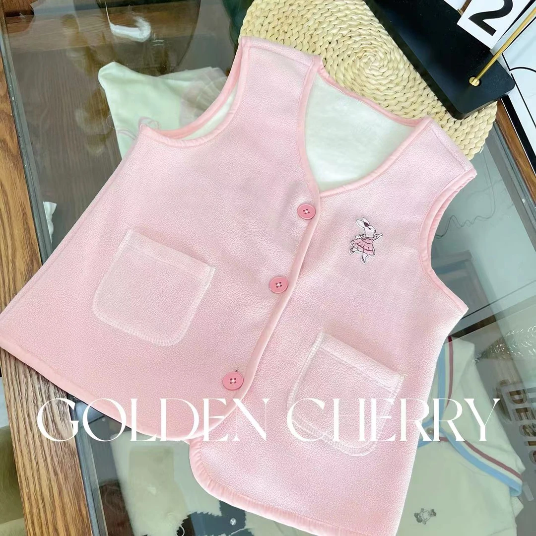 【Golden cherry】女童粉色跳舞小兔子无袖洋气马甲JYT029
