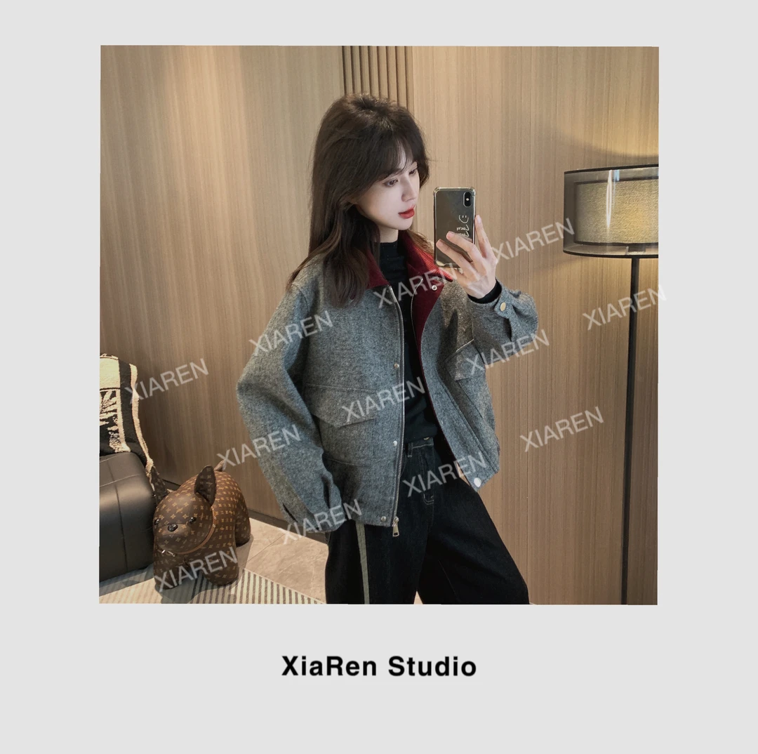 【只出不进】【撞色领夹克】外套女秋季外套秋天外衣休闲时尚上衣女款