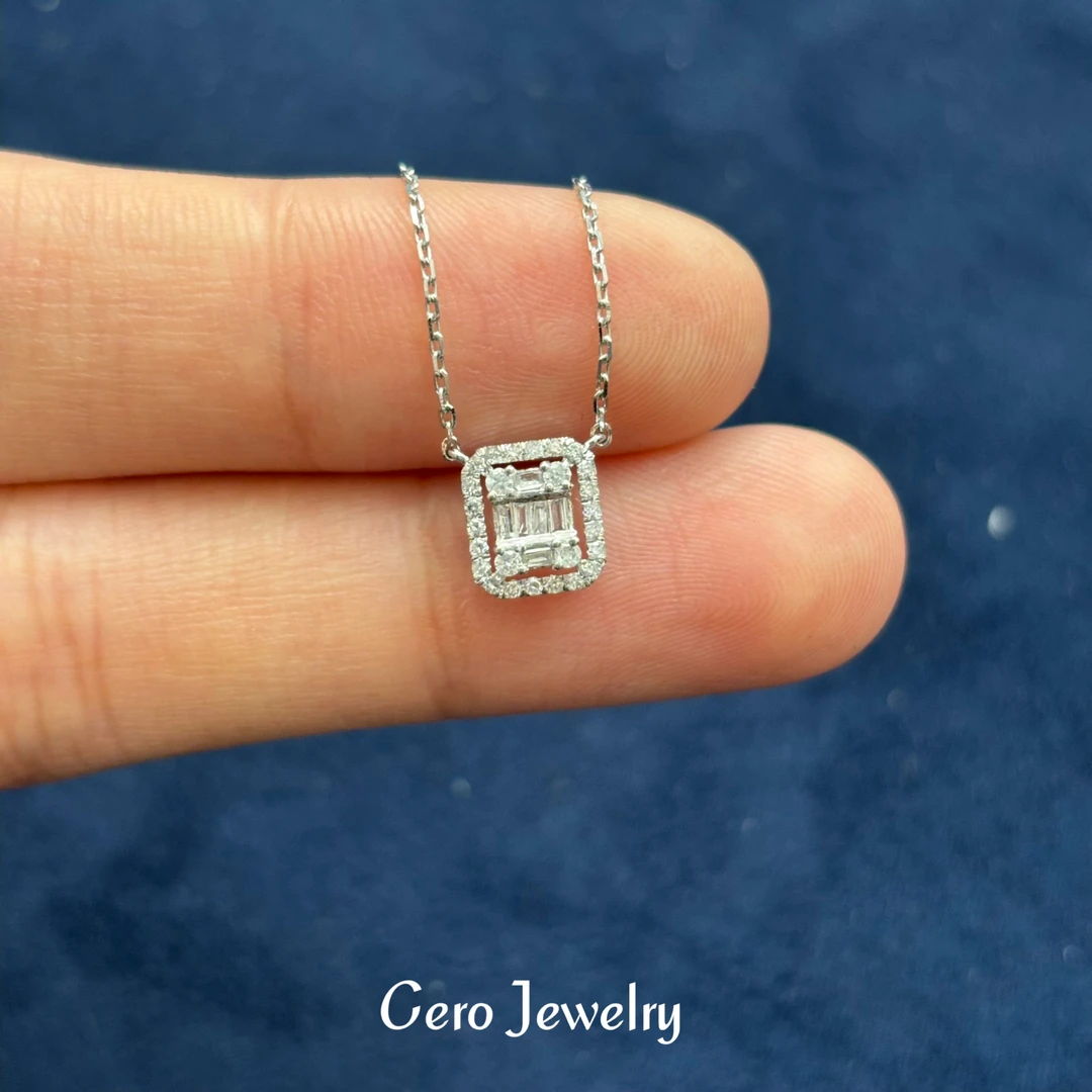 CERO【公主专属】经典时尚百搭精致方大同方糖白金钻石项链AA0501