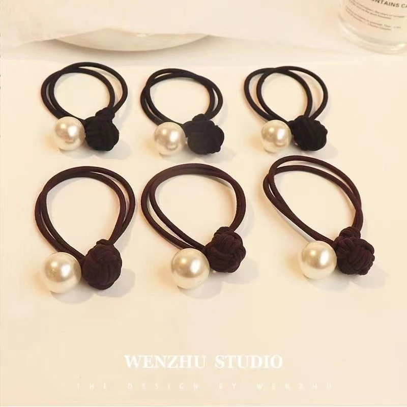 【清仓】 简约贝珠中国结头绳高马尾皮筋女扎头发圈高弹力耐用发绳
