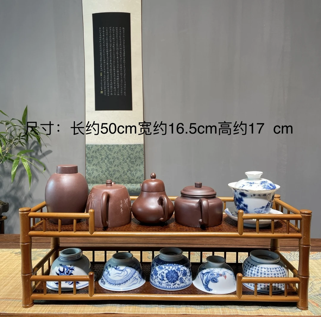 凭栏  精品圆竹茶壶茶杯收纳架