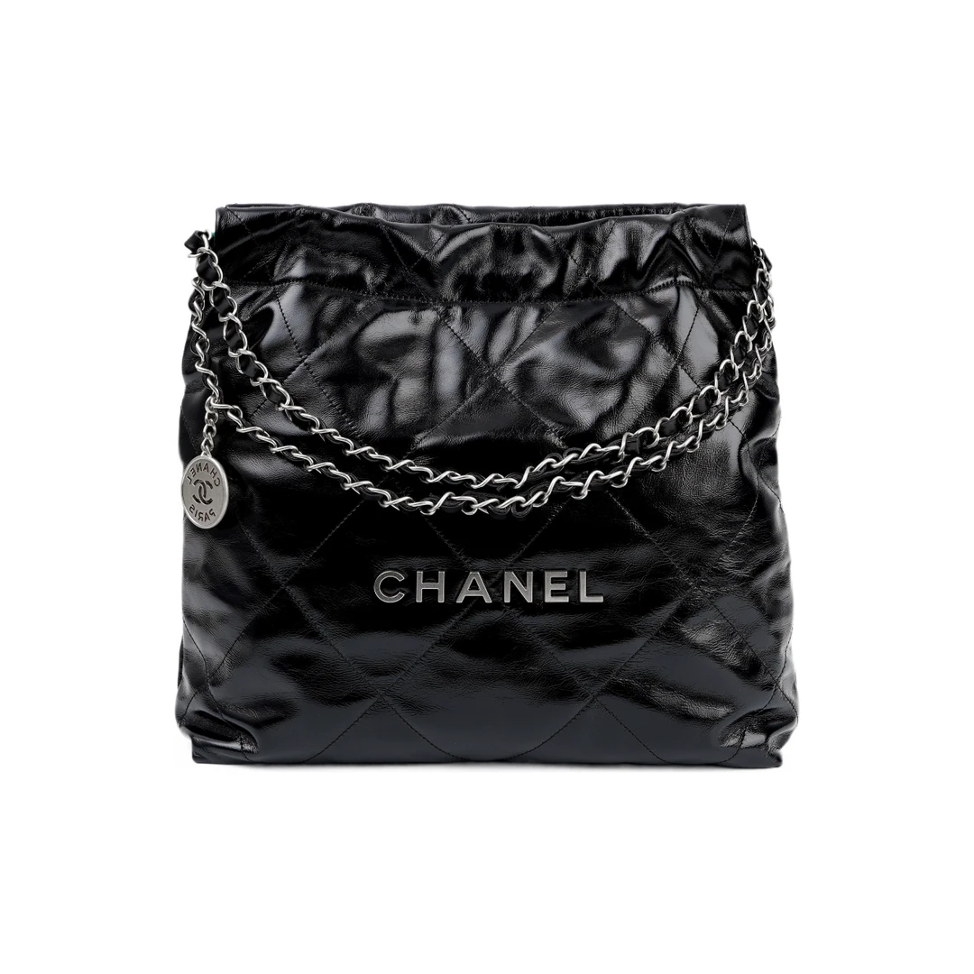 95新 Chanel/香奈儿 安洁利 22bag黑银中号 单肩包