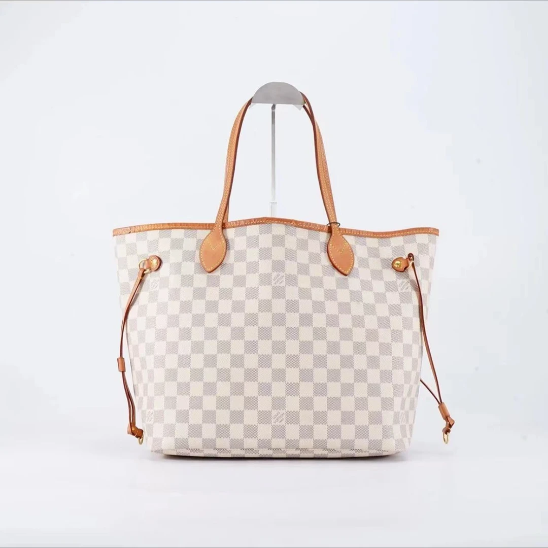 95新 LouisVuitton/路易威登 lv白棋盘neverful中号托特包ZB01351