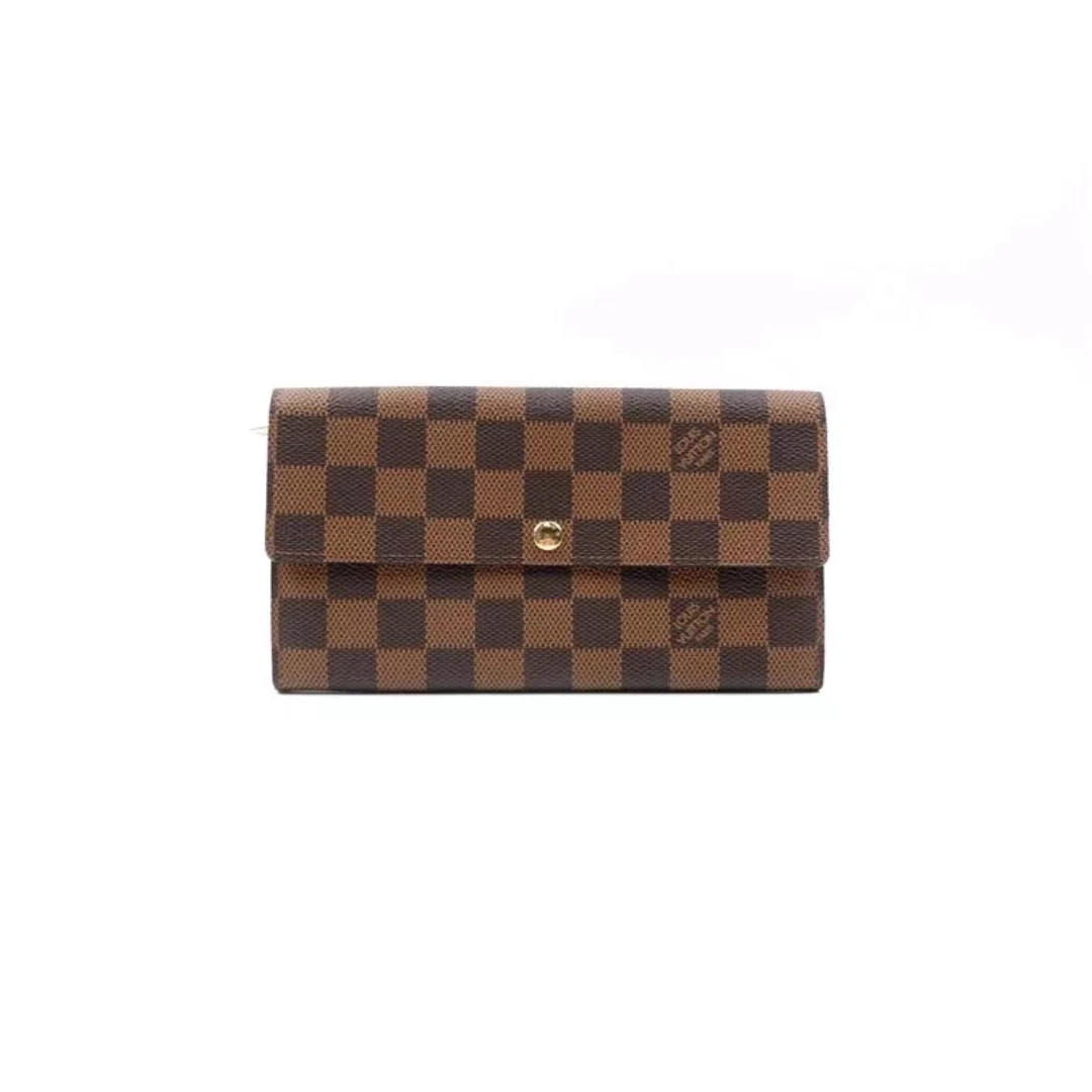 95新 LouisVuitton/路易威登 安洁利 lv棕棋盘格钱包