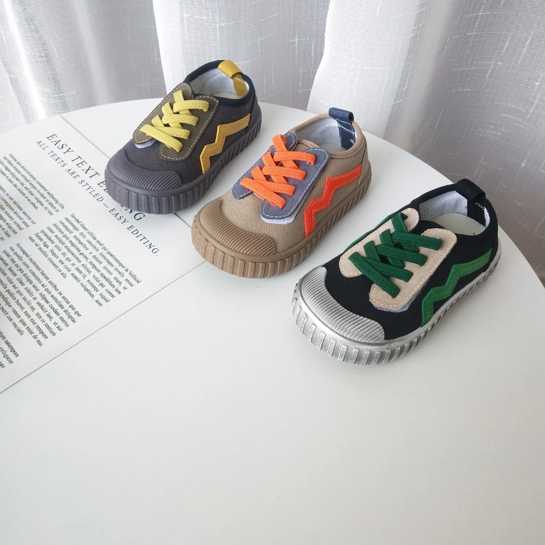 285韩版儿童大魔术贴低帮帆布鞋幼儿园饼干鞋一脚蹬浅口宝宝鞋