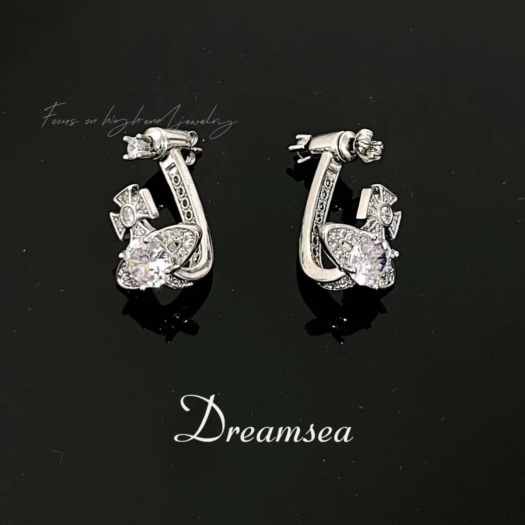 铜合金合成锆石耳饰 【Dreamsea】高奢耳骨夹CC1988