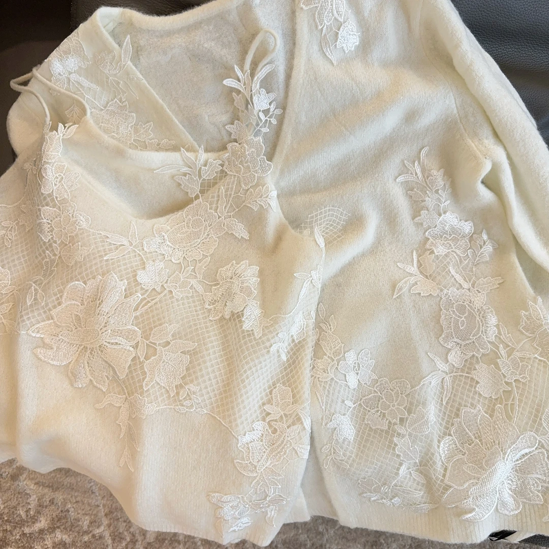 Zwinnie/詹维尼【蕾丝开衫两件套】气质百搭舒适开衫套装 GDD202401