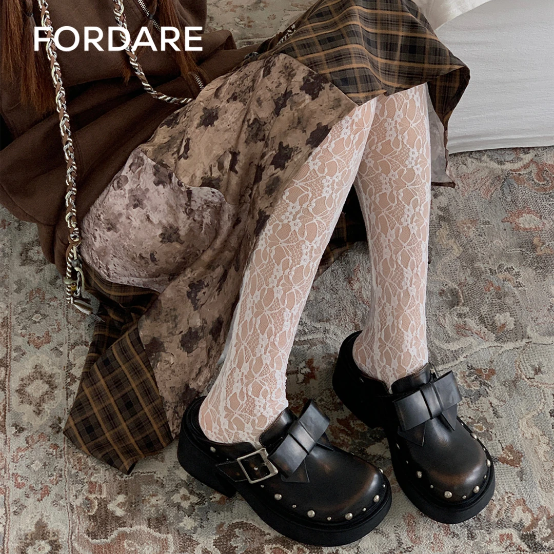 FORDARE24 秋冬新品牛皮蝴蝶结厚底勃肯鞋