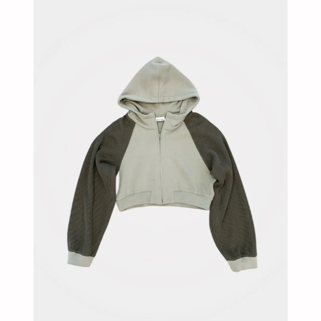 CPLUS SERIES设计师24新款拼色连帽短款外套长袖撞色短上衣