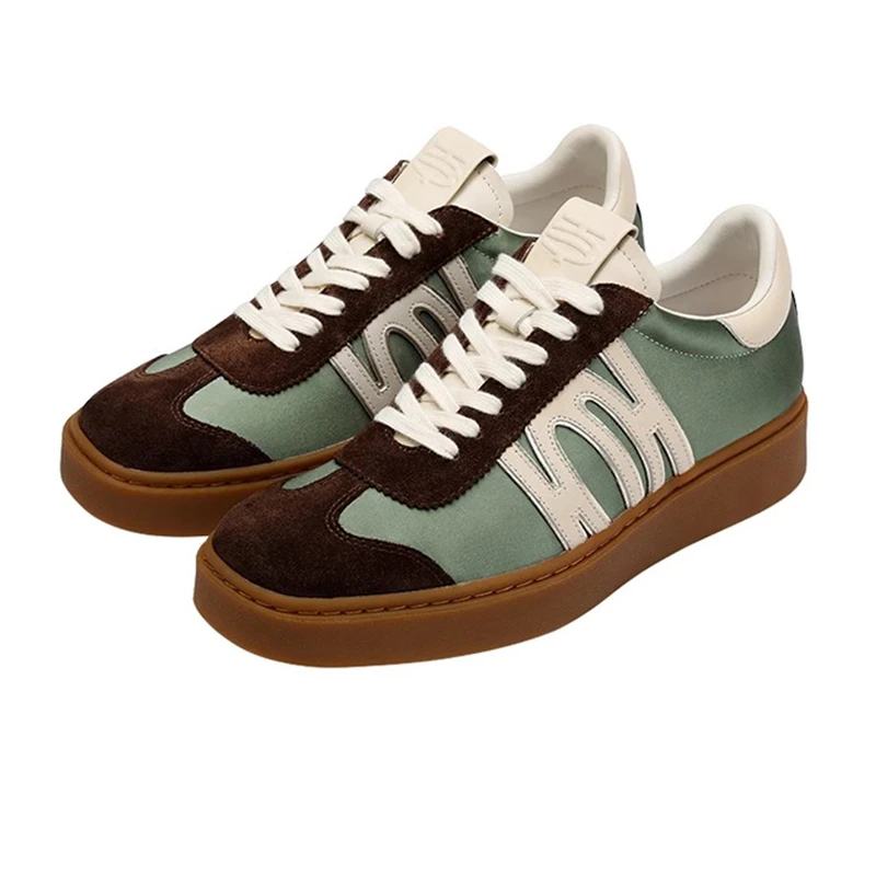 BREADTREE 复古德训鞋拼色方头厚底休闲运动板鞋