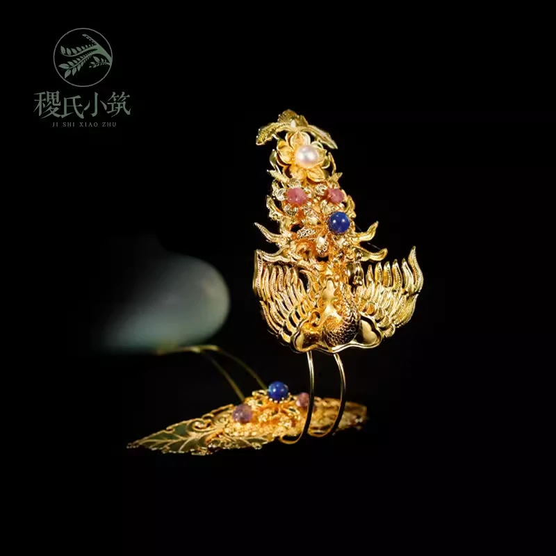 稷氏小筑   圆圆   手工古风发饰国风头饰金色古典发钗