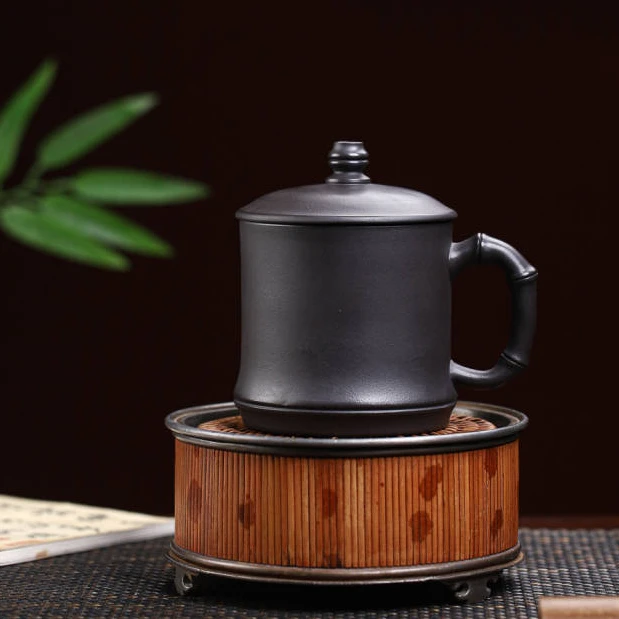 【小范紫砂】石黄 竹节杯 宜兴原矿紫砂  手工高档泡茶杯办公茶水杯