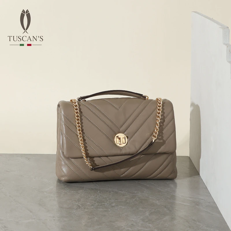 【轻奢】时代双鱼两只羊单肩菱格包时尚经典百搭链条羊皮包通勤职场