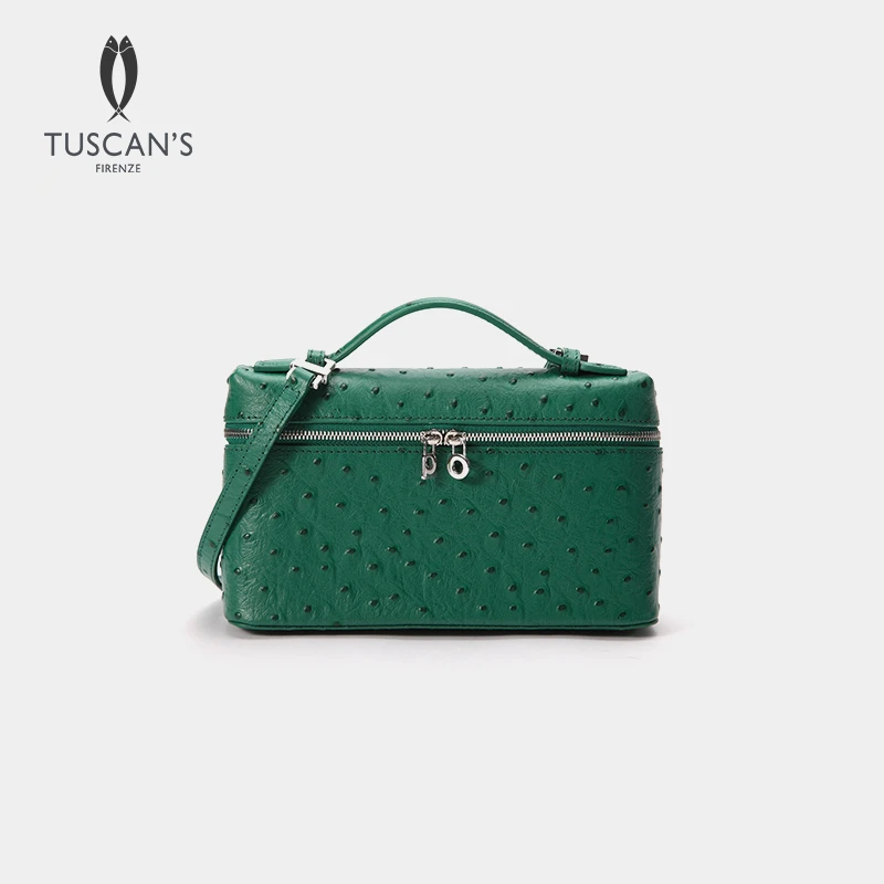 【穿搭号】时代双鱼（鸵鸟纹）盒子包手提包时尚真皮牛皮单肩斜挎