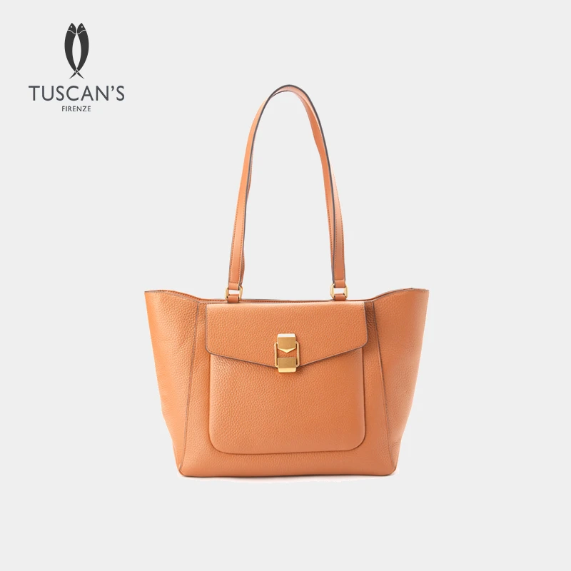 TUSCAN'S时代双鱼FW24荔枝纹牛皮五金拧扣单肩包