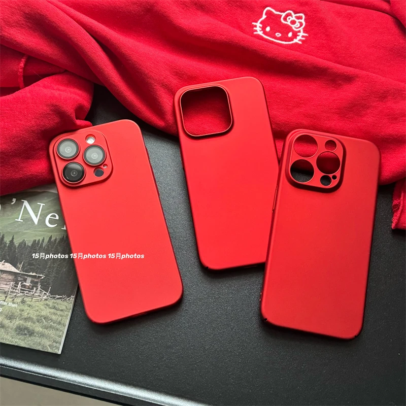 拾伍月适用苹果13新年手机壳iphone15promax大红色14薄款简约硬壳