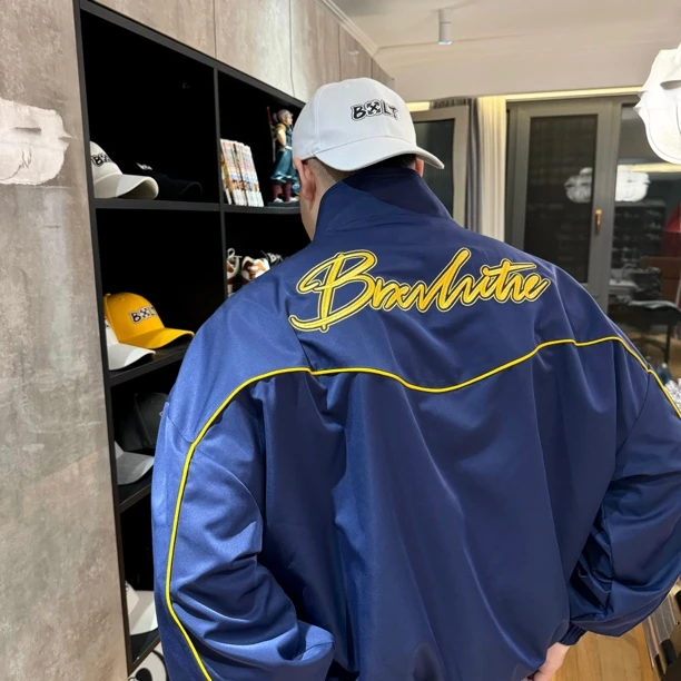 BXLT｜美式复古廓形立领拉链夹克反光刺绣秋冬保暖防风撞色外套