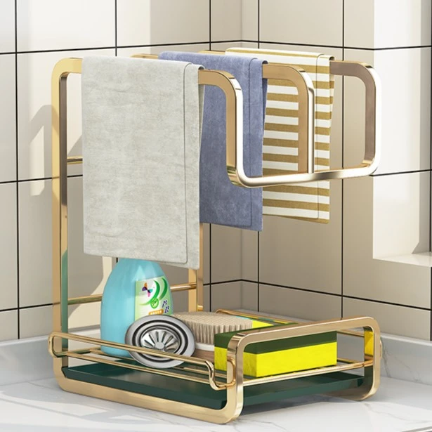 抹布架免打孔厨房置物架水槽洗碗布沥水架海绵沥水篮钢丝球收纳架