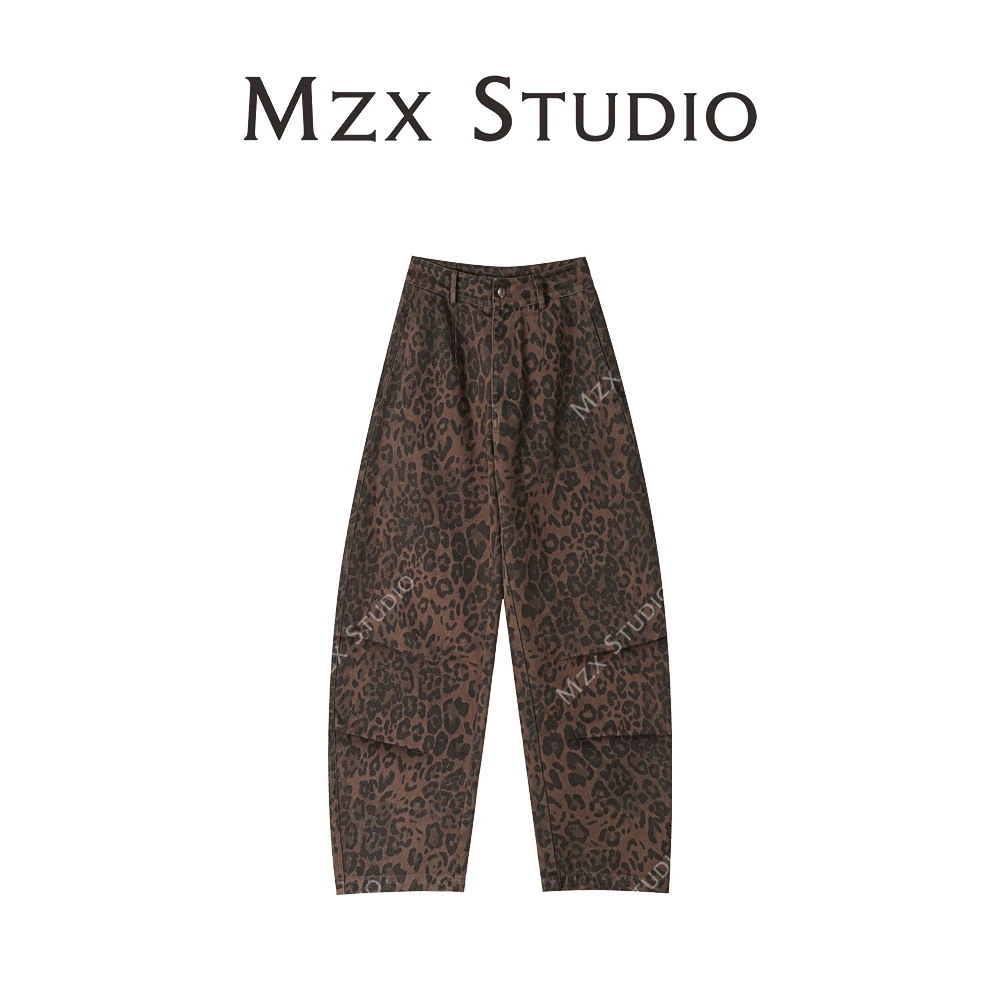 MZX 全棉豹纹阔腿弯刀裤KZ6602-F