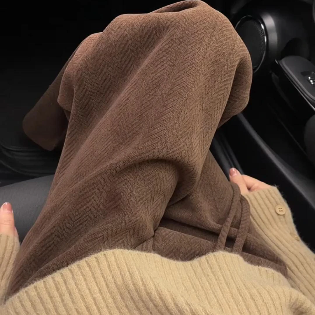 【金沽咕】胖mm秋冬韩系时尚潮流垂坠感阔腿休闲裤高腰显瘦直筒裤子