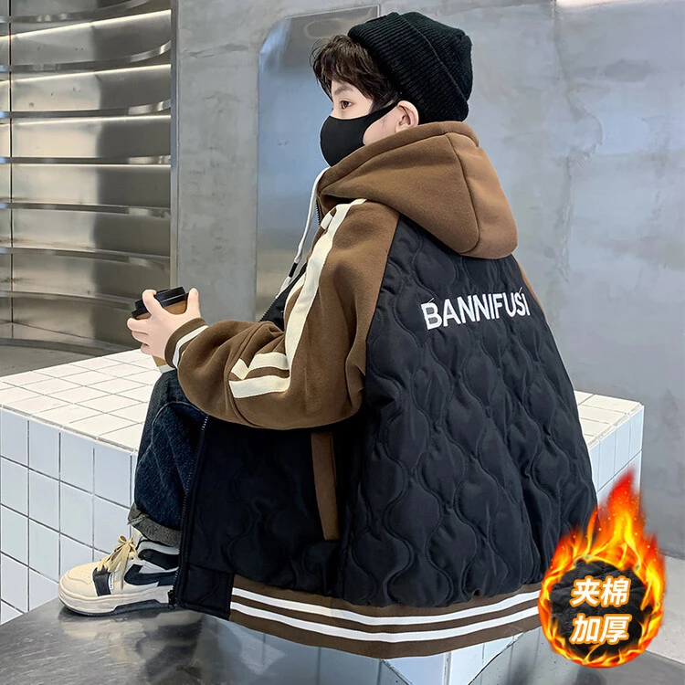 男童夹棉棉服冬季6-12岁潮款儿童加厚保暖男孩帅气中大童洋气外套
