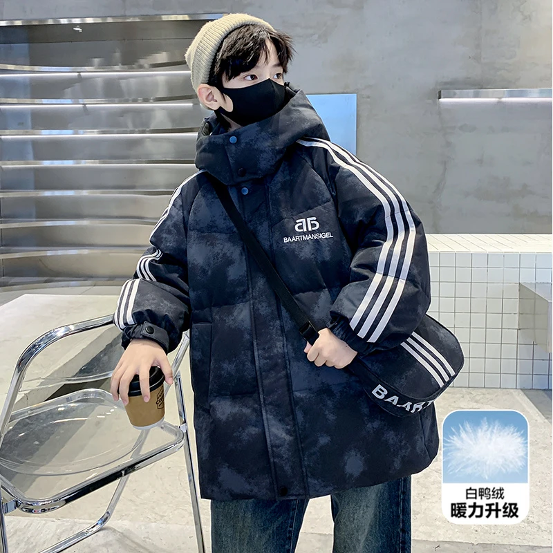 男童羽绒服外套冬季加厚8-15岁潮男孩大童白鸭绒儿童冬装洋气男孩