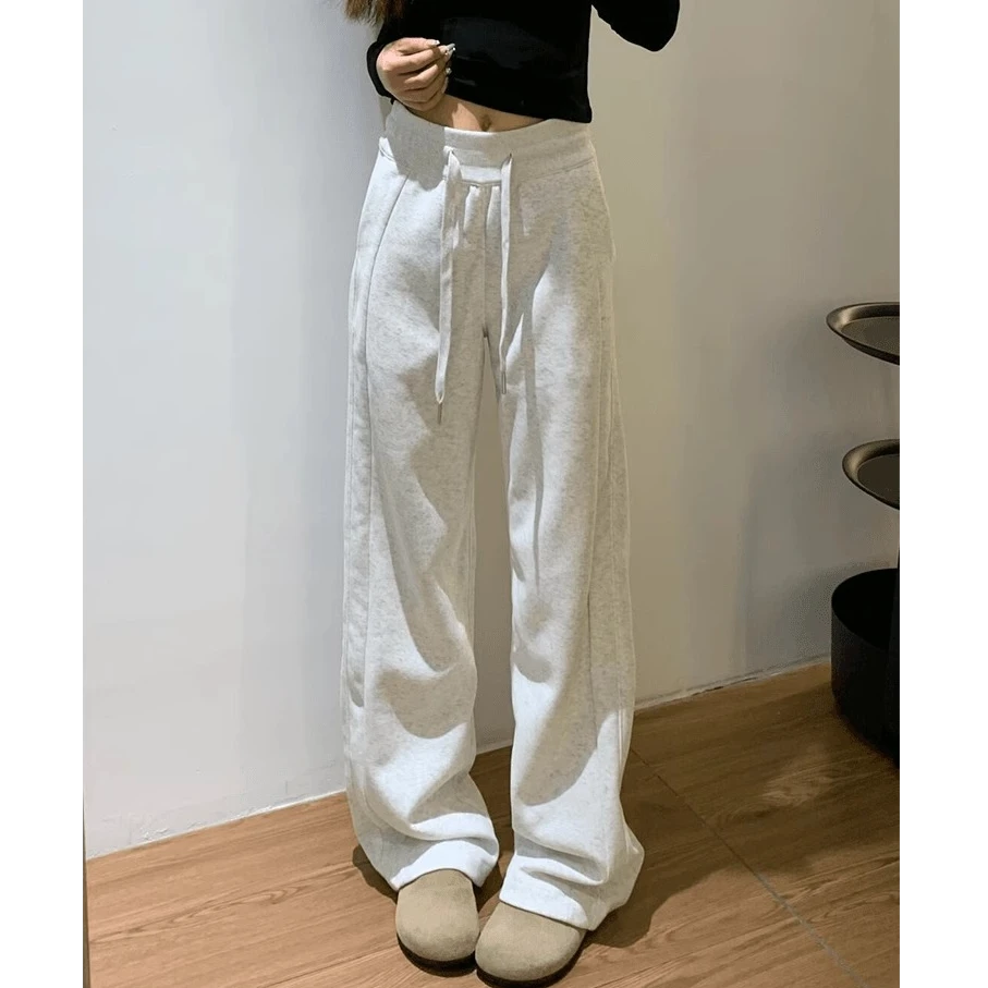 早秋薄款阔腿裤运动裤女卫裤2025新款春秋直筒窄版出游服装女