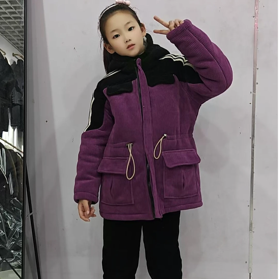 冬季新款儿童加绒加厚洋气外套派克服  儿童 睡衣家居服 套装