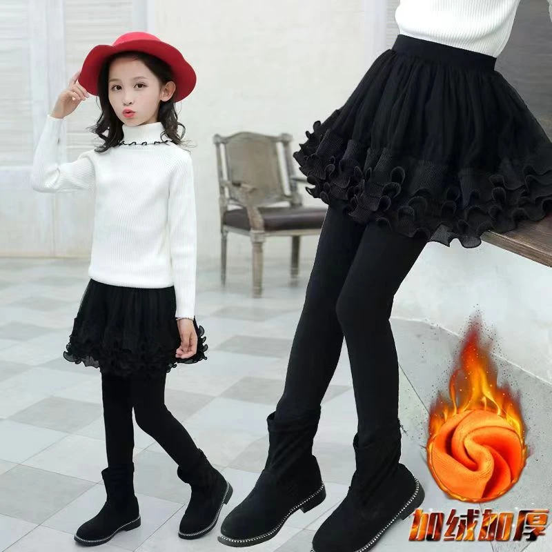女童秋冬新款加绒打底裤中大童加厚百搭裙裤儿童外穿长裤女孩裤子