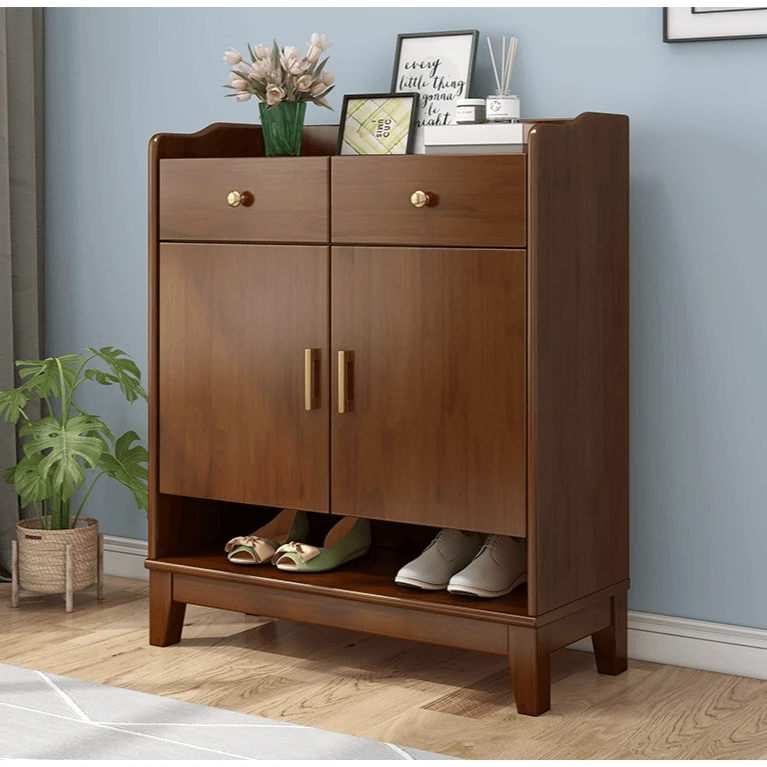 实木鞋柜透气家用门口入户进门玄关柜落地收纳柜大容量储物柜鞋架