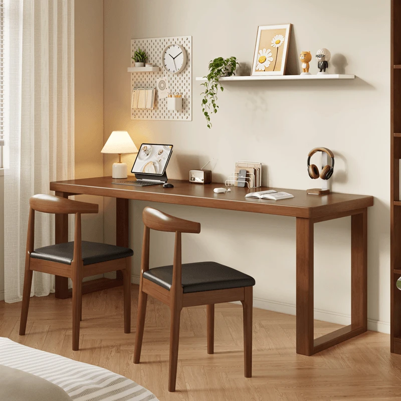 实木电脑桌台式简约客厅长条桌学生家用写字桌双人办公桌书房布置